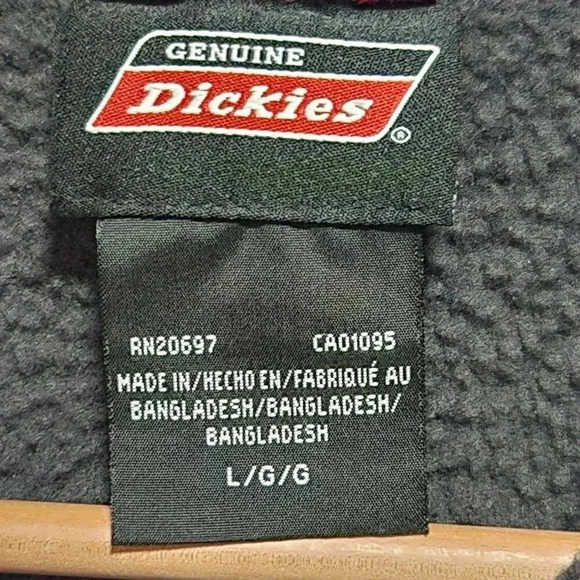 Dickies Men's Size Large Long Sleeve Red Plaid Lined Flannel Button Up Jacket - Picture 8 of 10